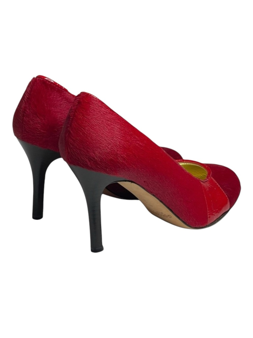 VHTF: new Goldenbleu ♛ Tina Mixed Media Pony Hair Heels Pumps ♛ Red 37.5 7M 7.5M - Picture 5 of 17